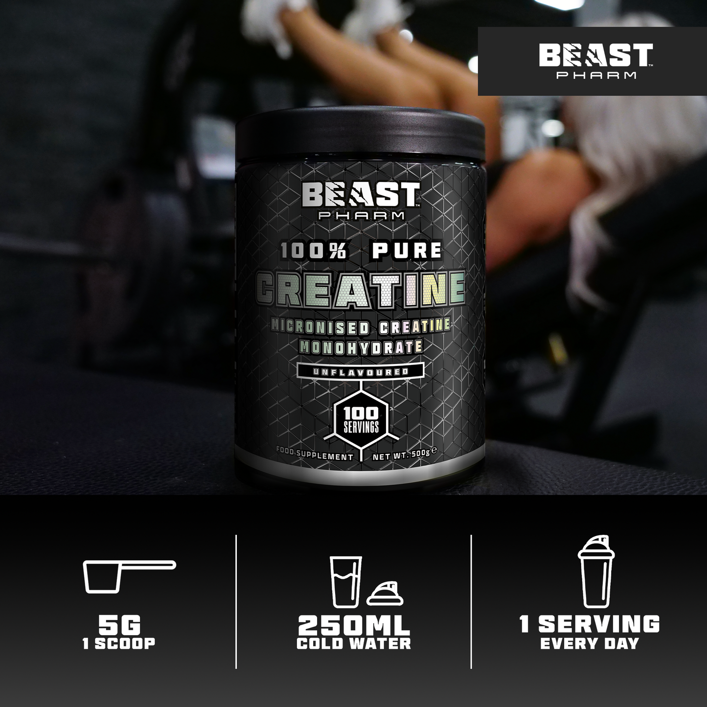 100% Pure Micronised Creatine Monohydrate - 500g